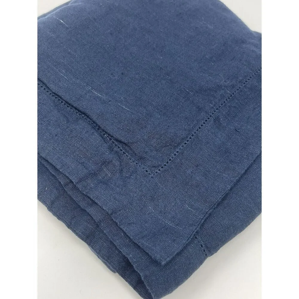 Single Pottery Barn BELGIAN FLAX LINEN Euro Sham Midnight Navy Blue Hem Stitch